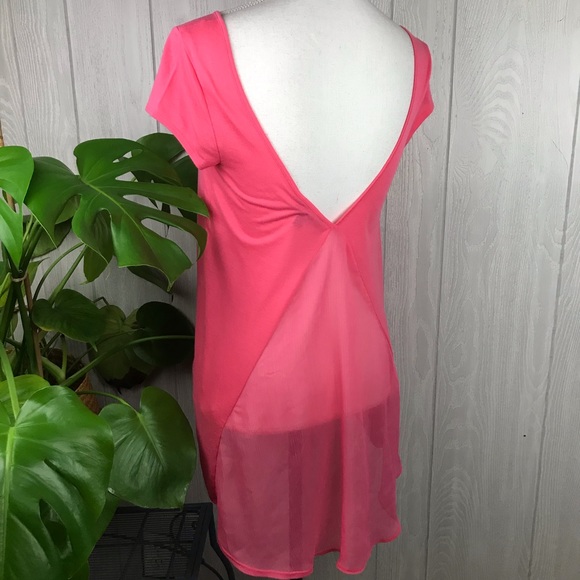 American Eagle top short sleeve pink high low hem open back - Picture 5 of 8